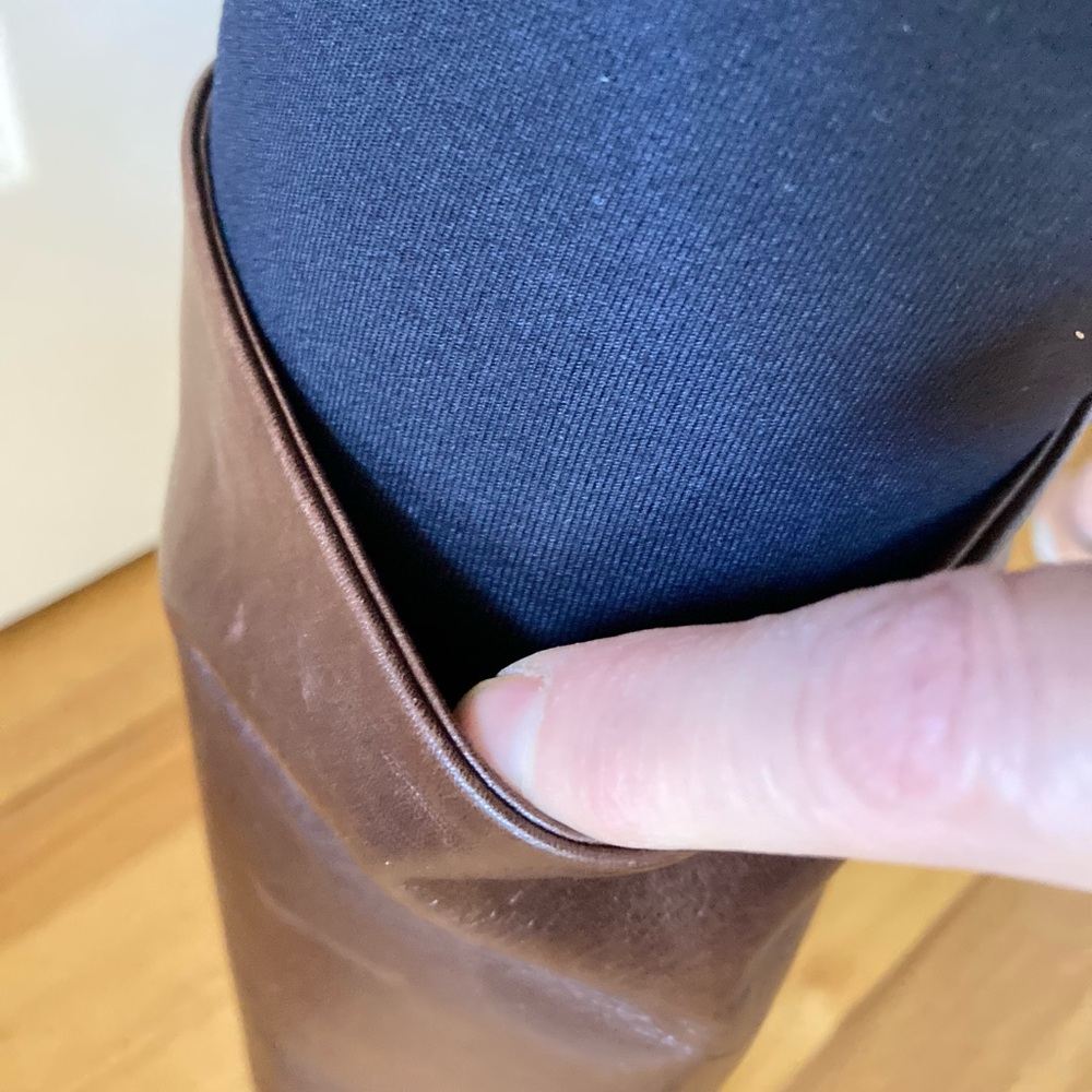 Leather boots Italian made tall boots mid calf slouchy boots brown leather boots - Picture 7 of 15